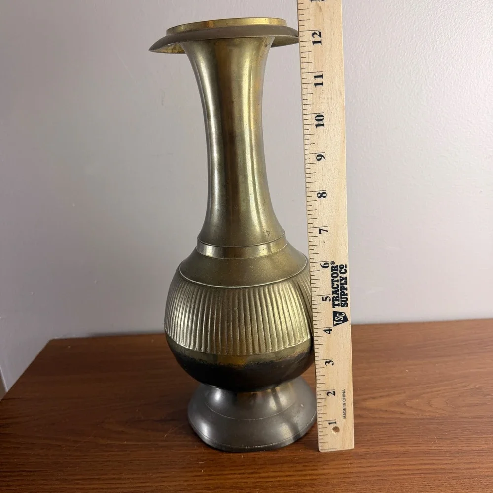 Vintage Solid Brass Vase Made in India 12